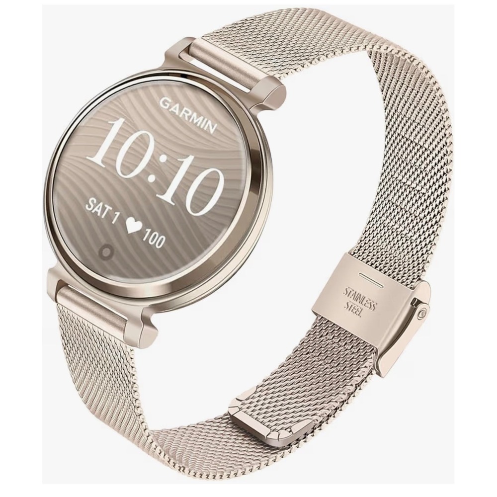 Noxiento Rose Gold Stainless Steel Mesh Watch Band for Garmin Lily Smartwatch